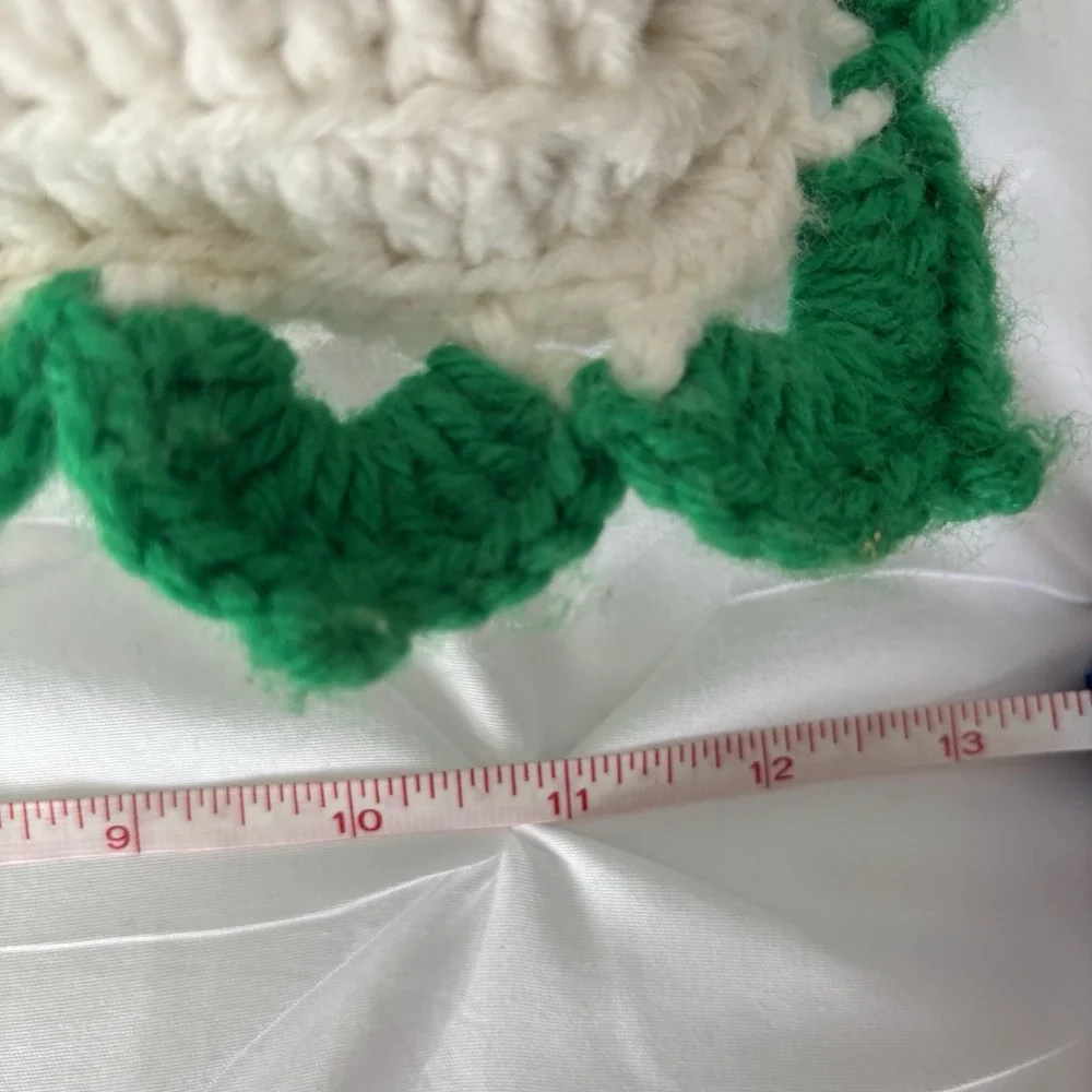 Vintage, Handcrafted set of 2 Square Crochet Flower Christmas Pillows 16
